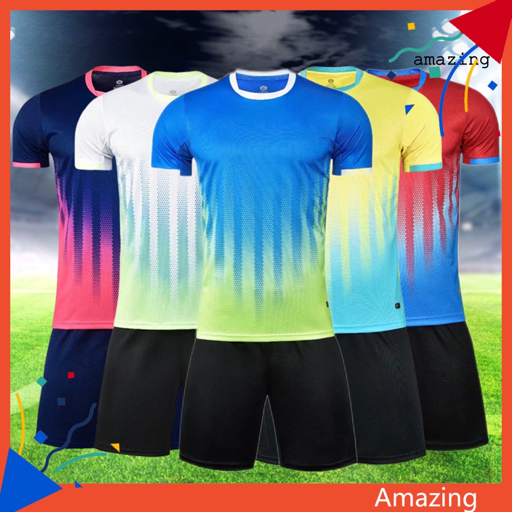 Set 2 Món Áo Thun Tay Ngắn Cổ Tròn Phối Quần Short Màu Sắc Gradient Thời Trang Cá Tính Cho Nam