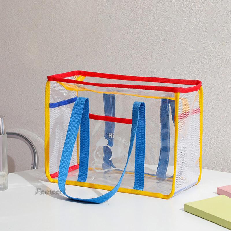 1 [Fenteer1] Túi Tote Trong Suốt Có Tay Cầm Dành Cho Đi Tắm Đường Phố / Đi Bộ Đườ