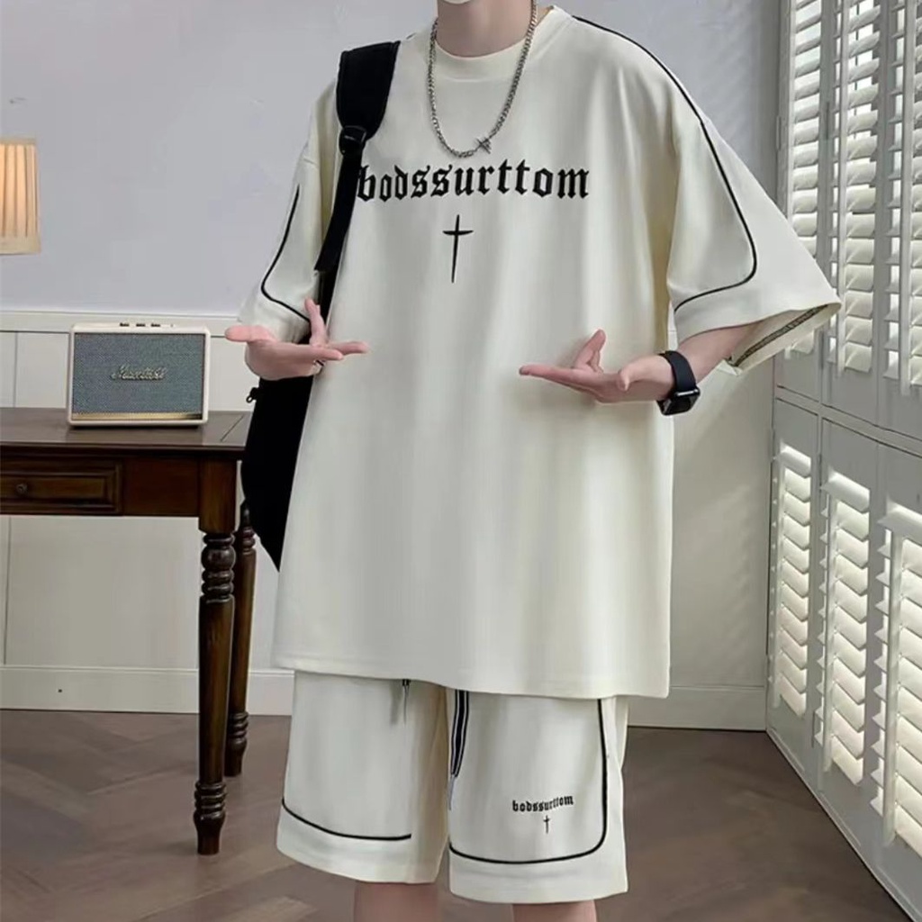 Bộ Đồ Thể Thao Tay Ngắn Vải Lụa Lạnh Thoải Mái Cho Nam