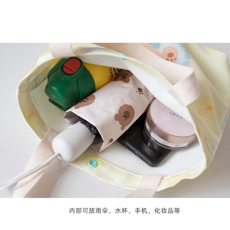 Túi Xách Tote Vải Bạt Hình Gấu Thời Trang Hàn Quốc Dành Cho Nữ 25X25