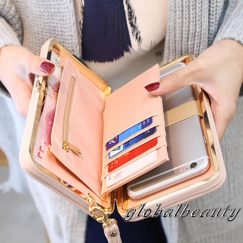 Ví Da PU Dáng Dài Trang Trí Khóa Kim Loại Thắt Nơ Bên Trong Dành Cho Nữ