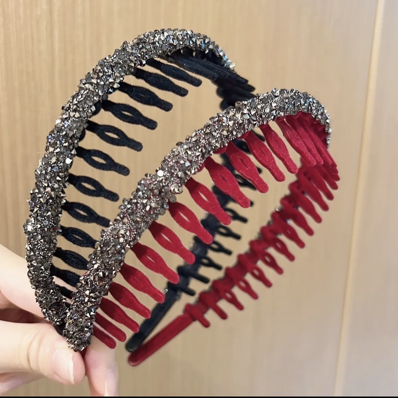 Băng Đô Nhung Đính Kim Cương Giả Kiểu Hàn Quốc Tiện Dụng Rửa Mặt