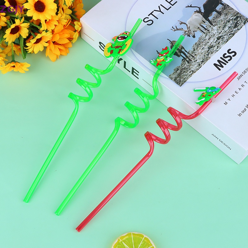 Set 2 / 6 Ống Hút Họa Tiết Hoạt Hình Dễ Thương Trang Trí Tiệc Sinh Nhật Cho Bé Mới