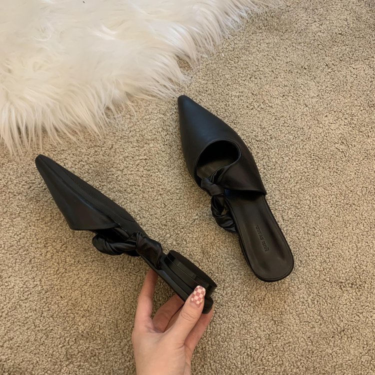 Dép Da PU Mũi Nhọn Phong Cách Hàn Quốc Thanh Lịch Dành Cho Nữ