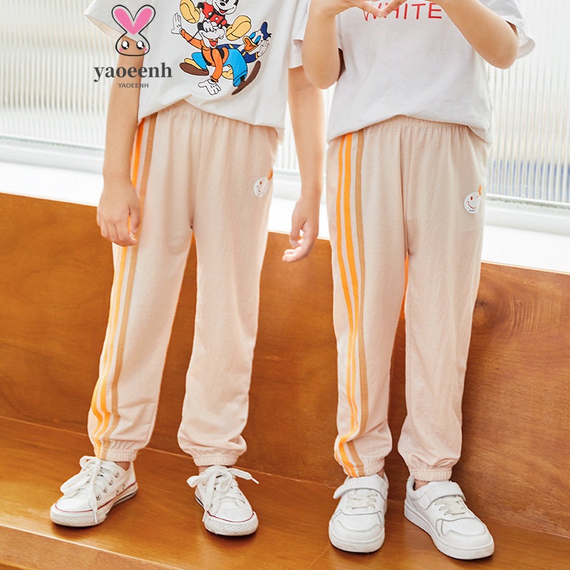 【YAOEENH】Quần Thể Thao Chống Muỗi 100-160cm Chất Liệu Lụa Lạnh Siêu Nhẹ Co Giãn Cho Bé Trai Và Bé Gái