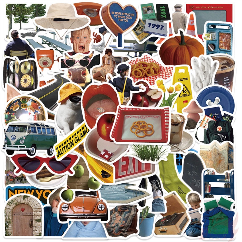 ❉ Nghệ Thuật Cổ Điển Vui Nhộn. Miếng Dán Trang Trí Nhà Cửa Dòng 01 ❉ Bộ 60 Sticker Chống Thấm Nước Họa Tiết Doodle Hợp Thời Trang