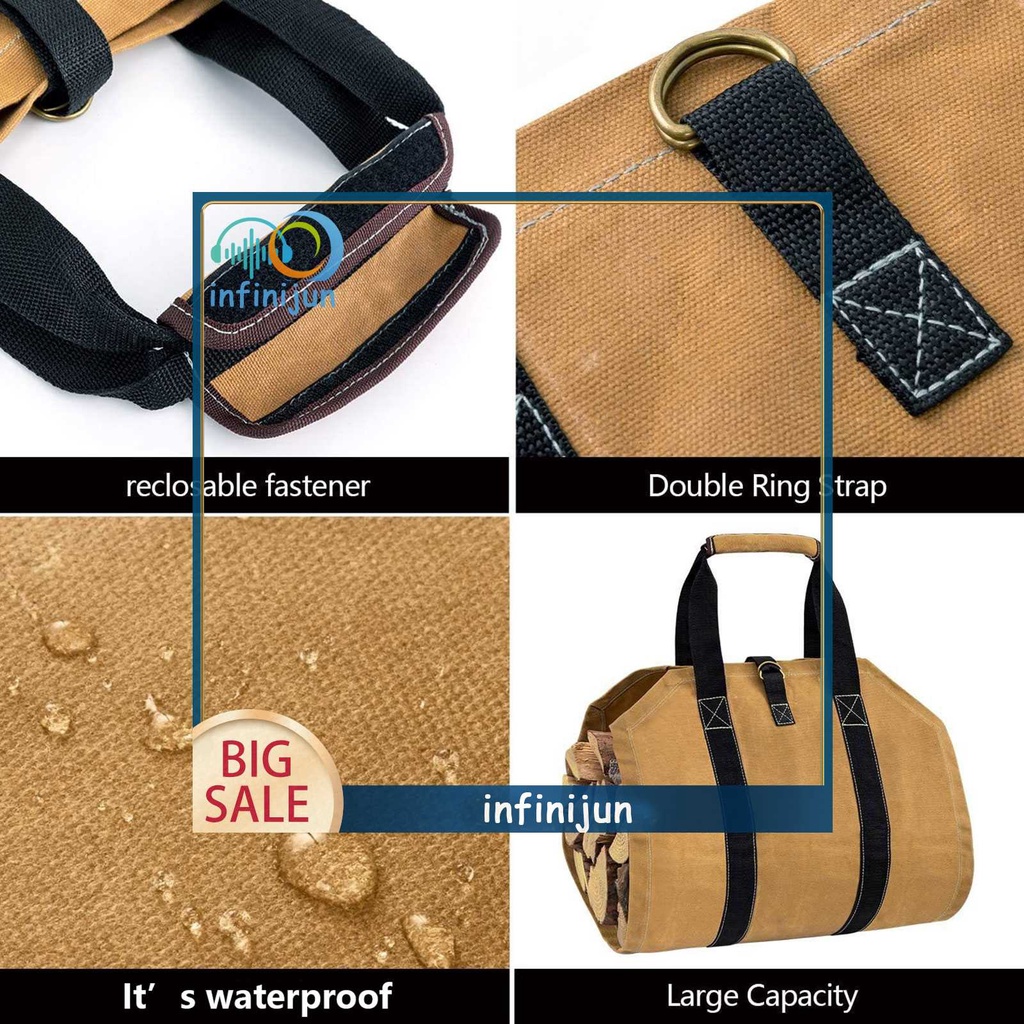 Túi Canvas Đựng Củi Gỗ Chống Rách Có Thể Gấp Gọn Tiện Lợi