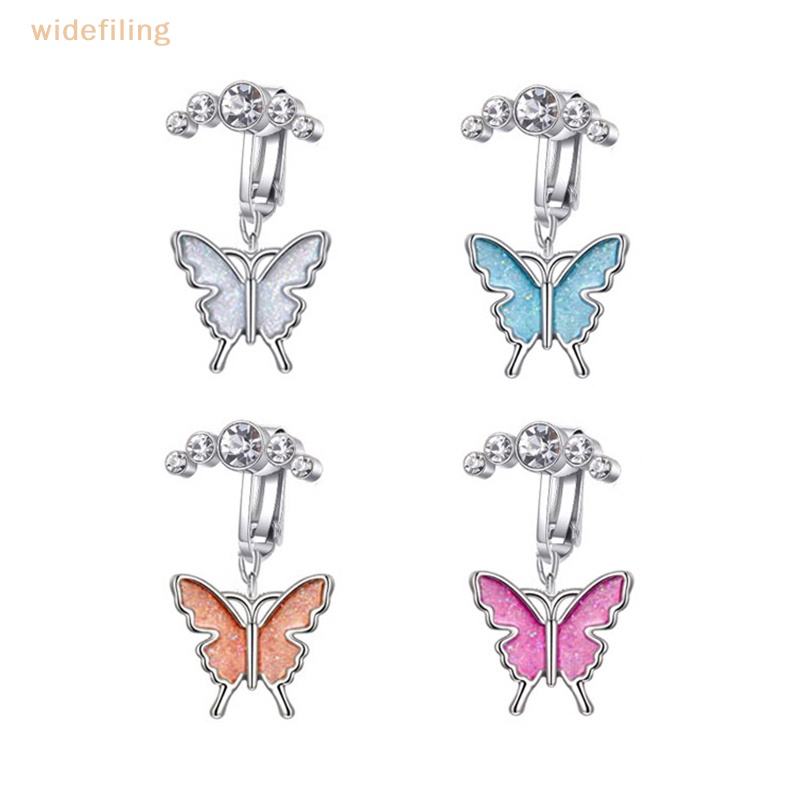 Khuyên Rốn Hình Bướm Bằng Thép Không Gỉ Dát Đá Zircon Đẹp Mắt Cho Nữ