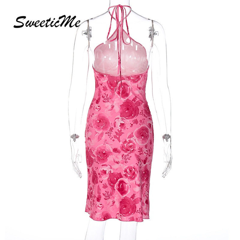 Đầm Dài Hai Dây Hở Lưng Dáng Ôm In Họa Tiết Hoa Thời Trang 2023 Dành Cho Bạn Nữ