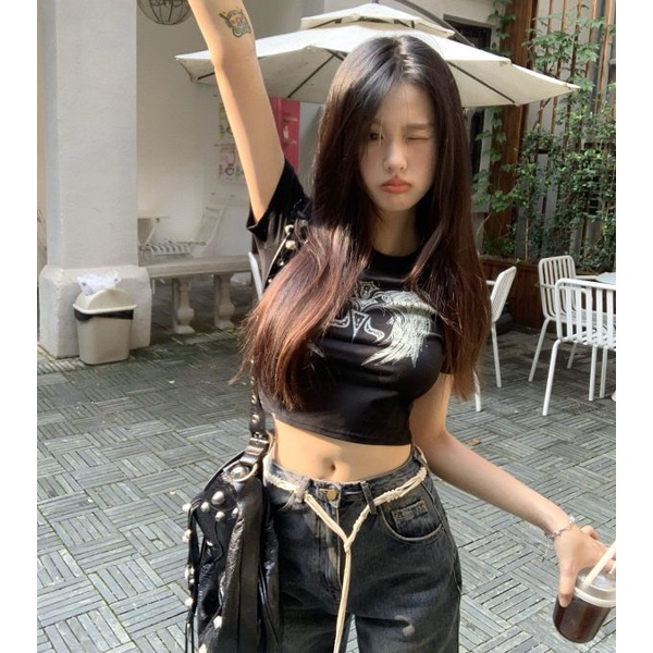 Áo baby tee Thun croptop Ngắn Tay Ôm Dáng Thời Trang Mùa Hè 2023 Phong Cách Mới Cho Nữ