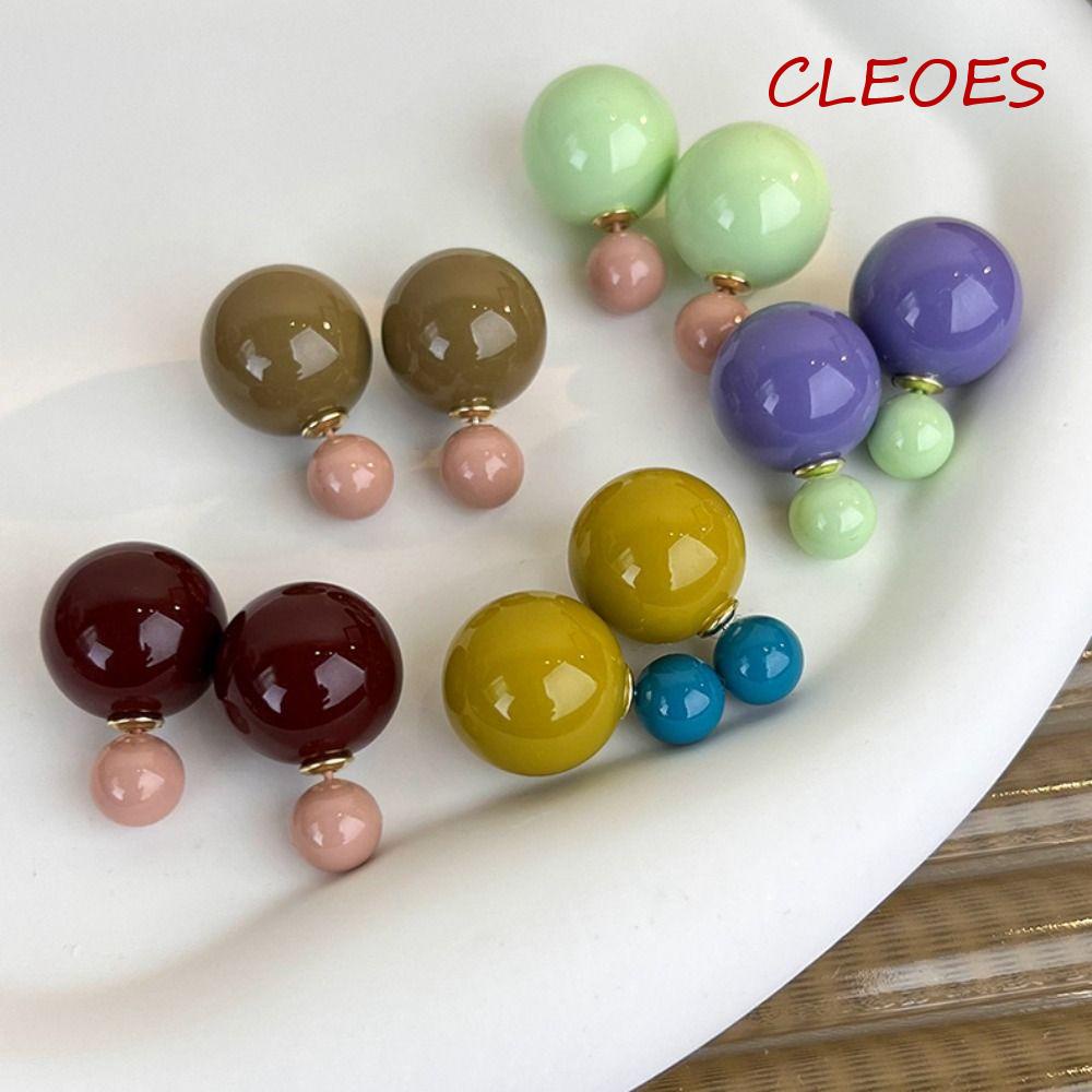 Bông Tai Hạt Tròn Bằng Acrylic Màu Kẹo Ngọt Thời Trang Dự Tiệc Cho Nữ