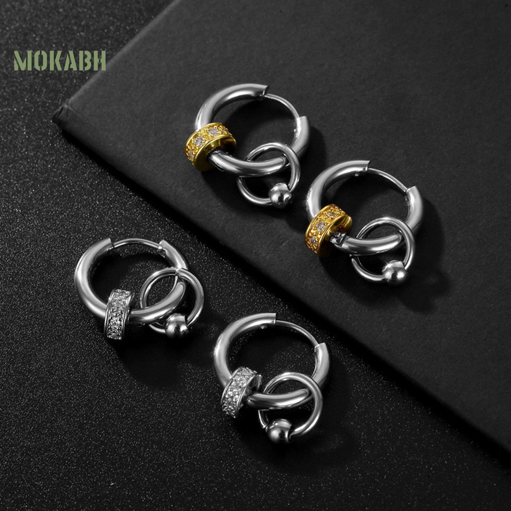 1 Khuyên Tai Thép Titan Nhiều Lớp Phong Cách Hip Hop Đơn Giản Thời Trang