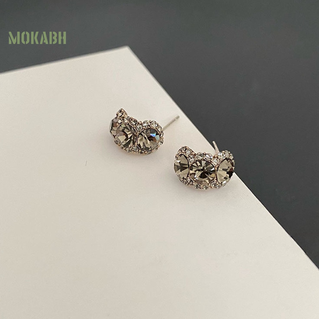 1 Đôi Bông Tai Hợp Kim Hình Chữ C Đính Đá Lấp Lánh Sang Trọng