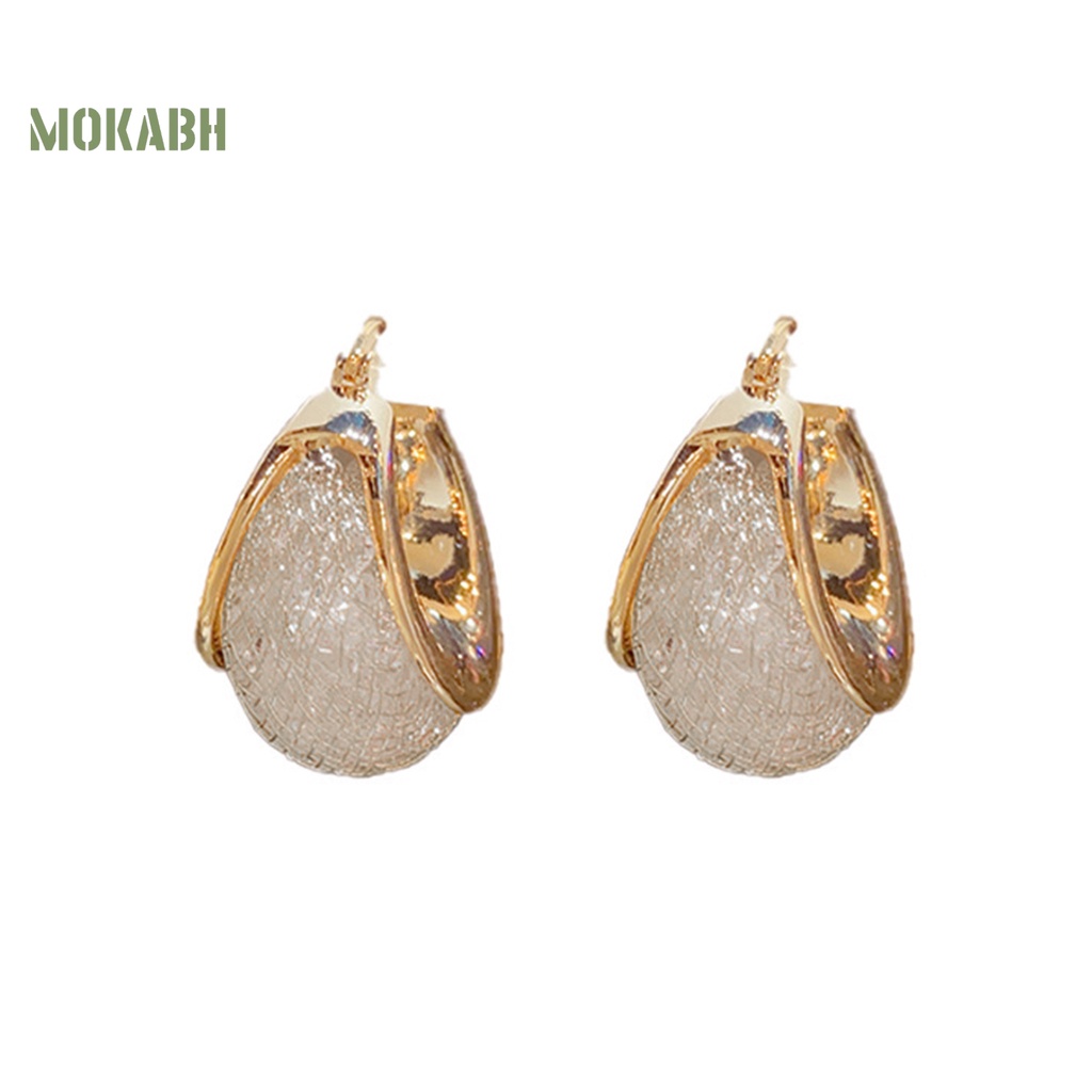 1 Đôi Bông Tai Tròn Đính Đá Zircon Sang Trọng Thời Trang Dành Cho Nữ