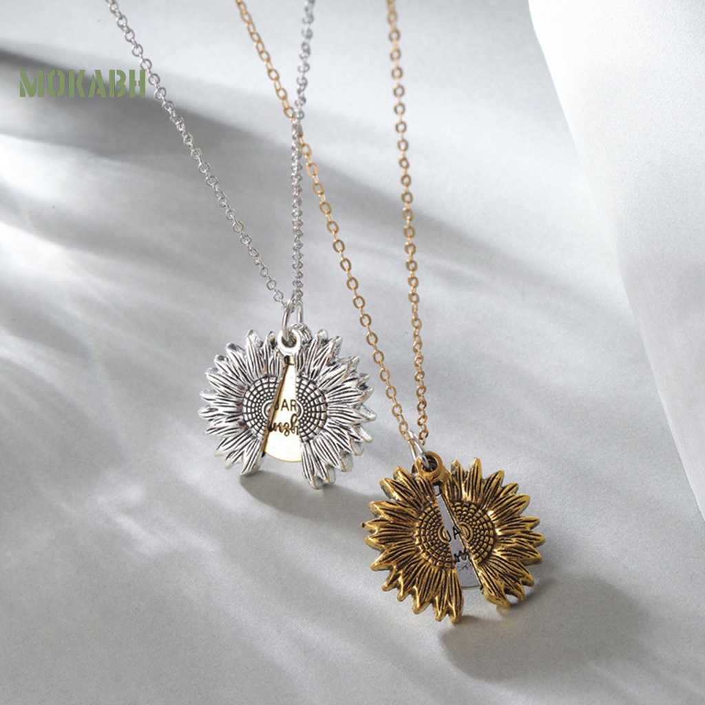 [Mới] Vòng cổ Mặt Khắc Hình Hoa Hướng Dương Mở Chắc Chắn Sáng Tạo Bằng Hợp Kim Cho Nữ