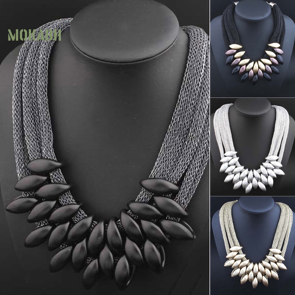 Vòng Cổ Choker Nhiều Lớp Mặt Lá Hợp Kim Cho Nữ