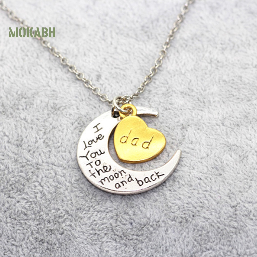 Vòng cổ Mặt Trăng Và Trái Tim Khắc Chữ I Love You Thời Trang Cho Gia Đình