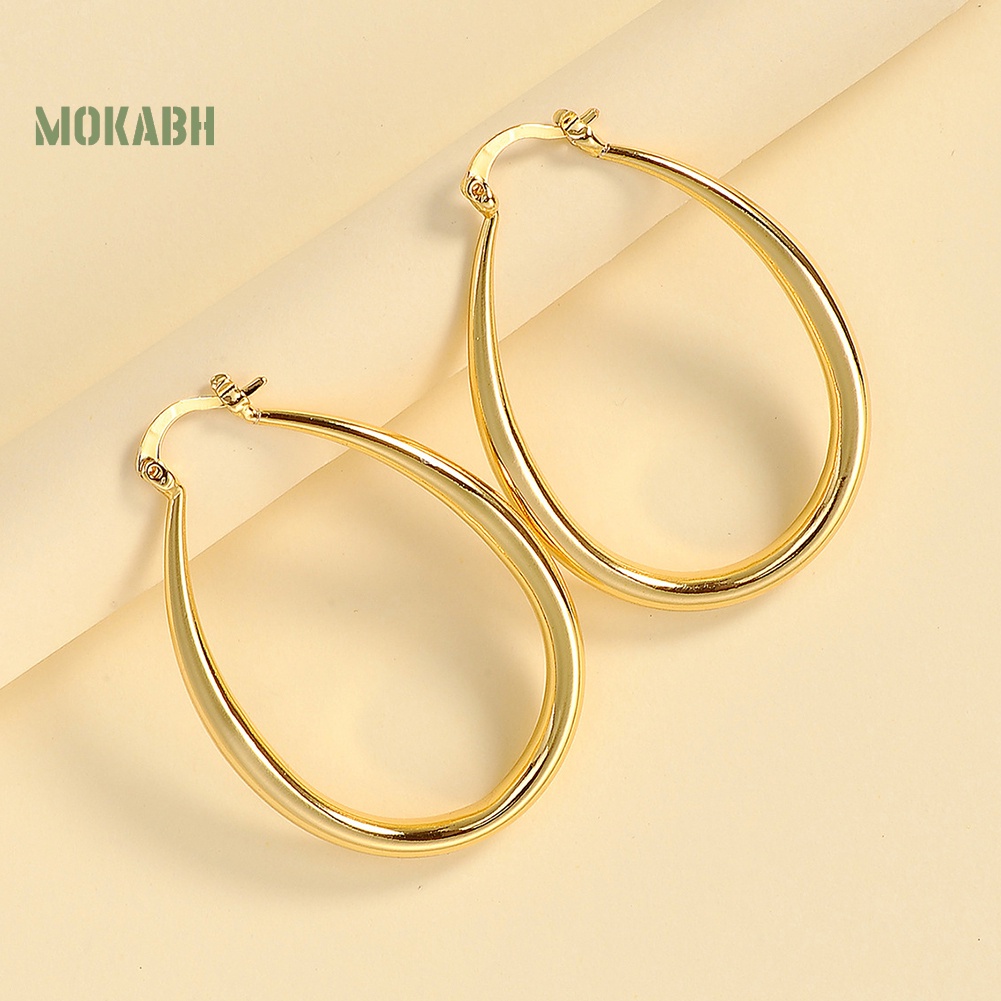 1 Đôi Bông Tai Hợp Kim Hình Oval Đơn Giản Dành Cho Nữ