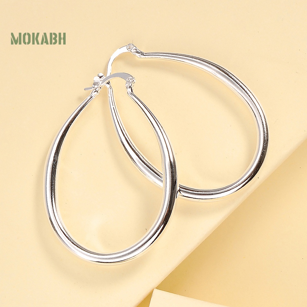 1 Đôi Bông Tai Hợp Kim Hình Oval Đơn Giản Dành Cho Nữ