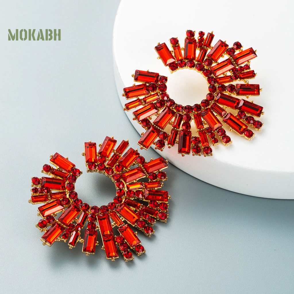 1 Đôi Bông Tai Hoa Hướng Dương Đính Đá Nhiều Màu Phong Cách Bohemian