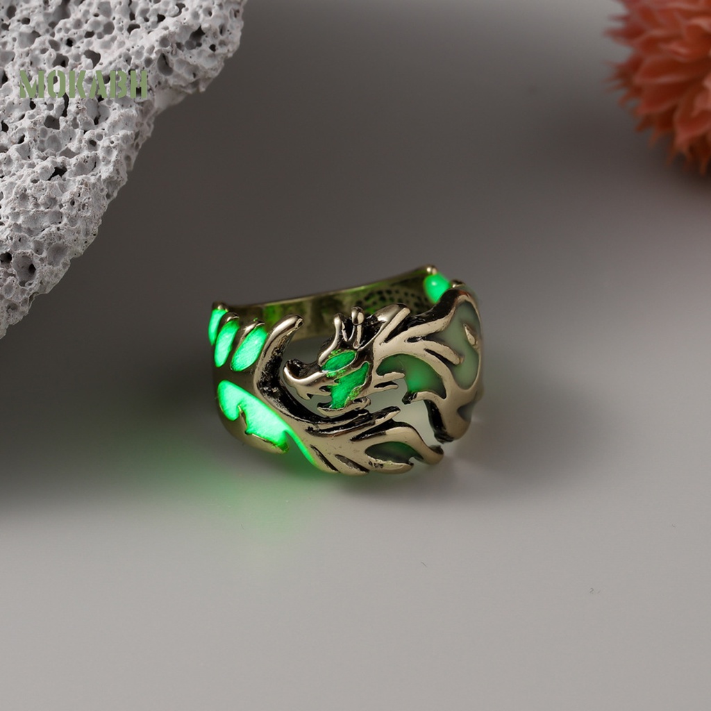 Nhẫn Hình Rồng Phát Sáng Trong Bóng Tối Có Thể Điều Chỉnh Kích Thước Thời Trang Trang Sức Hình Học Cho Nam