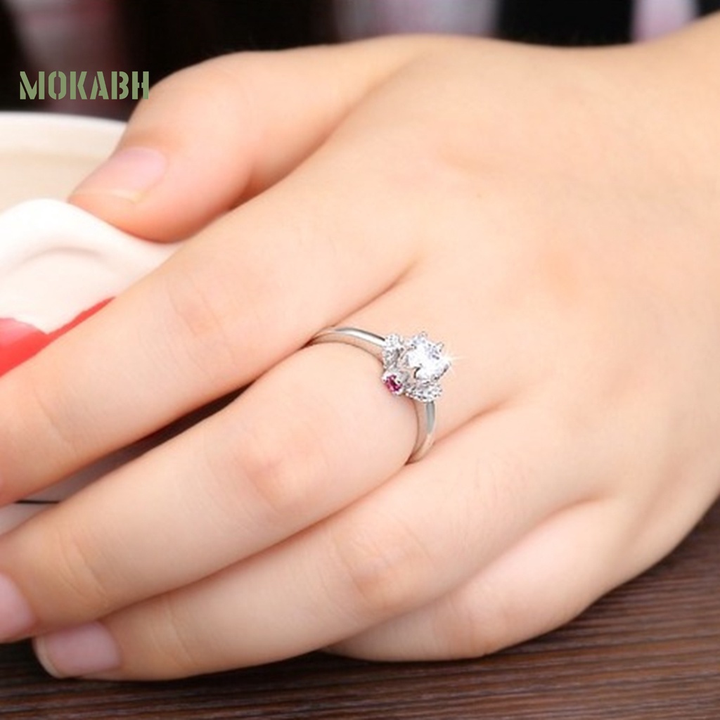 [Mới] Nhẫn Đính Hôn Mở Mạ Điện Đá Zirconia Sáng Bóng Lấp Lánh Dành Cho Nữ