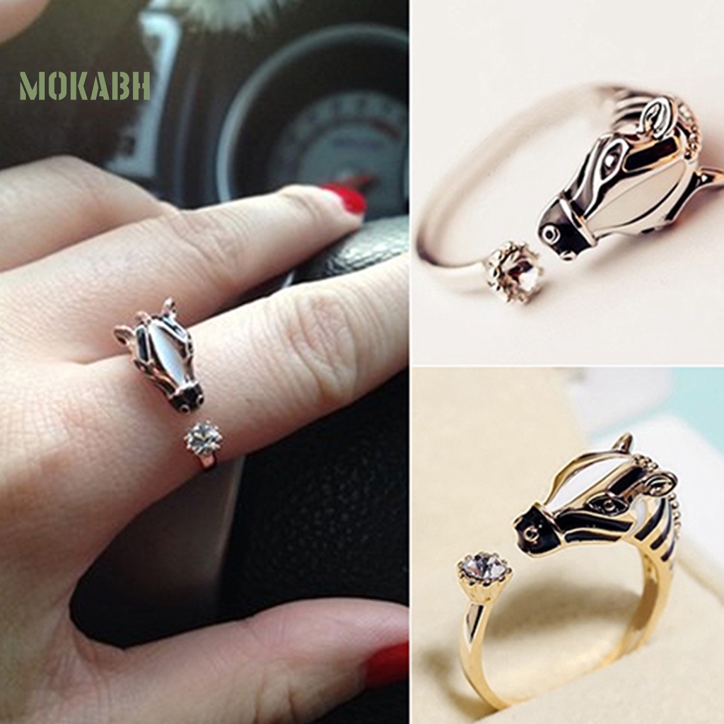 Nhẫn Hình Đầu Ngựa Đính Đá Thời Trang Dành Cho Nữ