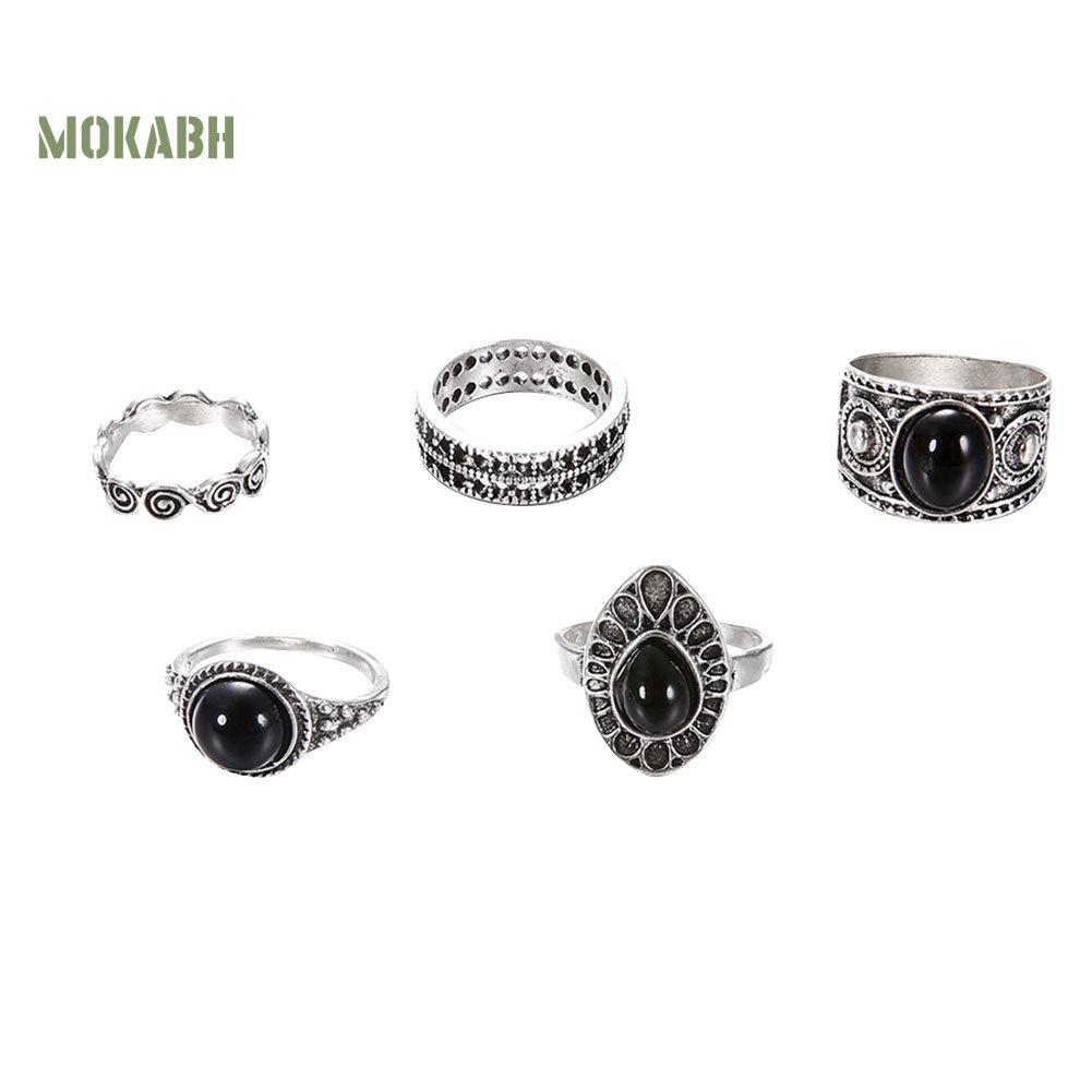 Bộ 5 Nhẫn Đeo Đốt Tay Phong Cách Vintage Xinh Xắn