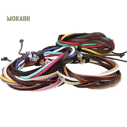 Vòng Tay Giả Da Bện Dây Thời Trang Punk Unisex