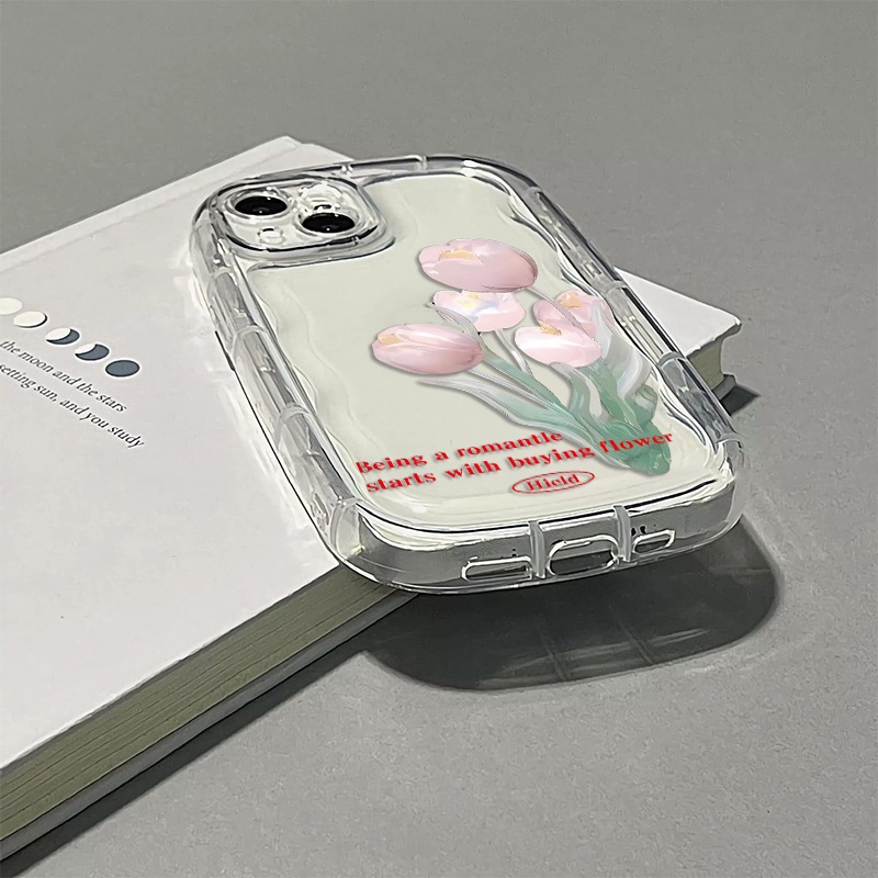 Ốp Điện Thoại TPU Silicone Mềm Trong Suốt Chống Sốc In Hình Hoa Tulip Cho IPhone 13 14 11 12 Pro XS Max X XR 7 + 8 Plus