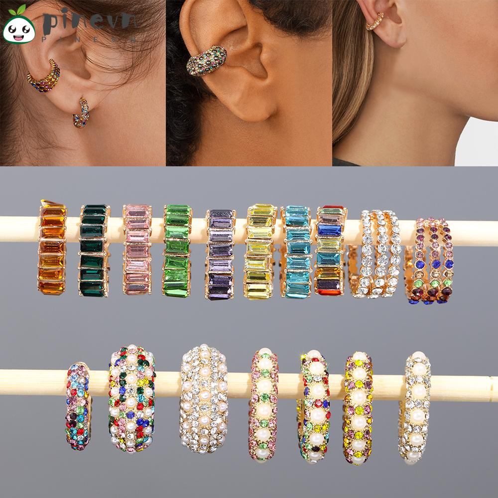 Khuyên Tai Đính Đá Thời Trang Thanh Lịch Dành Cho Nữ|Hoa Tai Dáng Dài Hình Chữ C Thời Trang Dành Cho Nữ