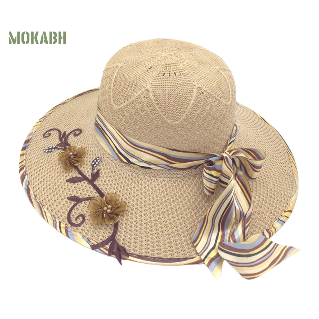 [Mok] Mũ Cối Rộng Vành Đính Nơ Ruy Băng Trang Trí Hóa Trang