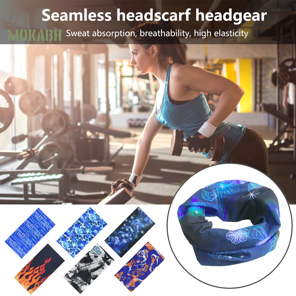 [Mok Abh] Khăn Mặt Bằng Polyester Độ Co Giãn Cao Chống Mồ Hôi In Họa Tiết Dùng Khi Chạy Xe Đạp