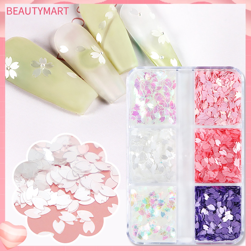 1 Hộp Kim Tuyến Lấp Lánh Hình Lá Phong 6 Ngăn Không Phai Màu Sắc Sống Động Trang Trí Móng Tay Nghệ Thuật