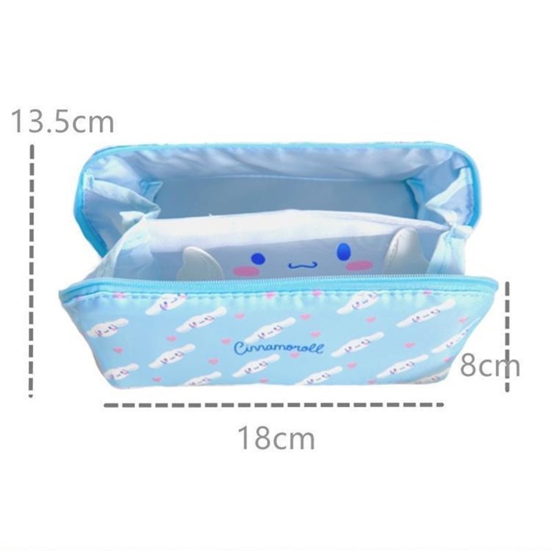 SANRIO Hộp Đựng Bút Chì Nhiều Ngăn Sức Chứa Lớn Có Khóa Kéo In Họa Tiết Hoạt Hình Cinnamon Kuromi Dễ Thương Cho Bé