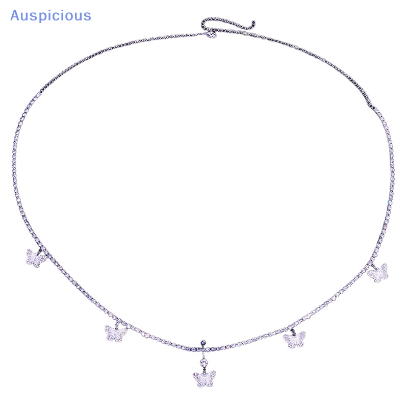 Dây Xích Đeo Hông Đính Đá Hình Bướm Bằng Bạc Quyến Rũ