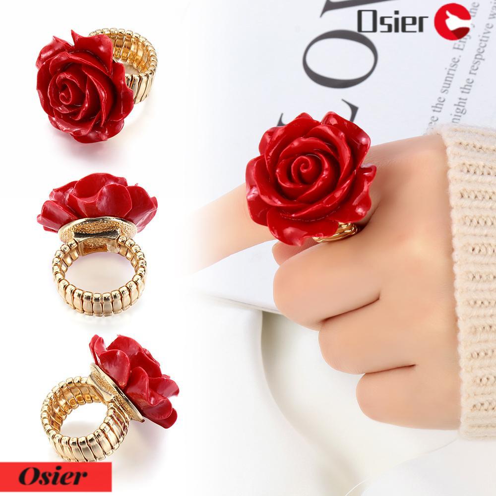 Nhẫn Họa Tiết Hoa Hồng Thời Trang Có Thể Điều Chỉnh Kích Thước OSIER1