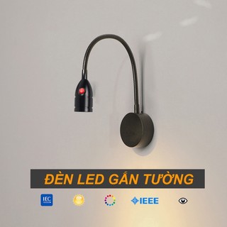 Đèn Led rọi điểm gắn tường 3W -220V, Đèn đọc sách đầu giường tích hợp đèn ngủ, Đèn soi tranh trang trí