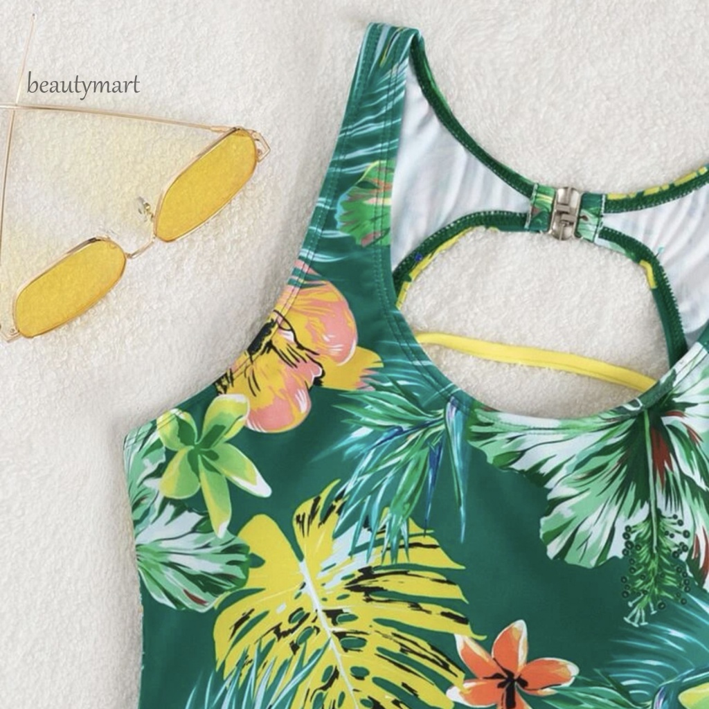[beautymart] Đồ Bơi Một Mảnh Co Giãn Dây Buộc Nhiều Màu Sắc Trơn Họa Tiết Hoa Rỗng Có Thể Điều Chỉnh Cho Nữ
