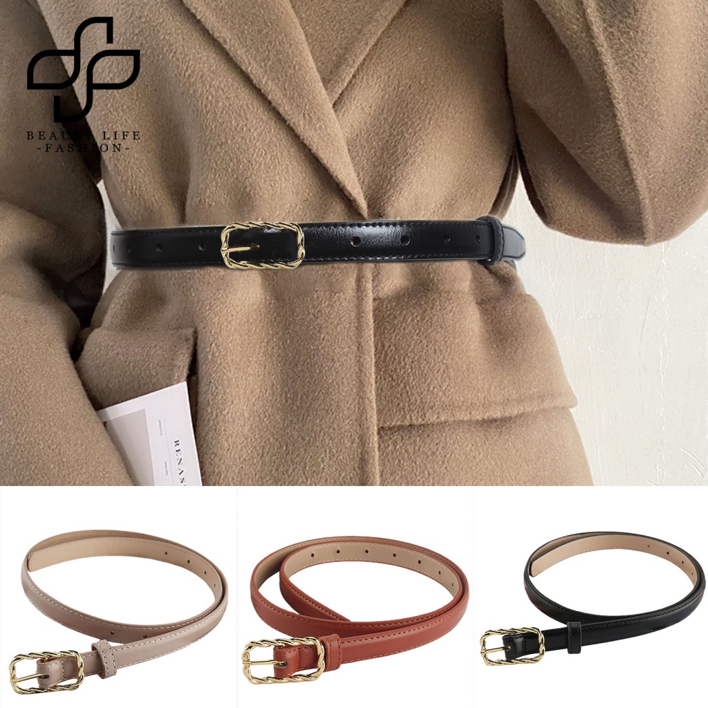 Beautylife Thắt Lưng Da Giả Khóa Xoắn Màu Vàng Kim Chống Phai Màu Có Thể Điều Chỉnh Được Phong Cách Vintage Thời Trang May Vá Hàng Ngày Cho Nữ