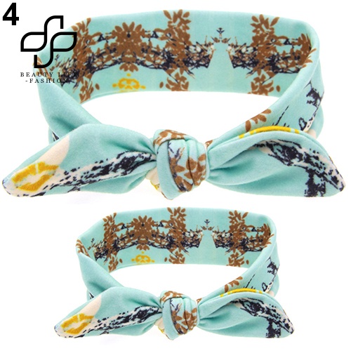 Băng Đô Cài Tóc Tai Thỏ In Họa Tiết Xinh Xắn Thời Trang Cho Mẹ Và Bé