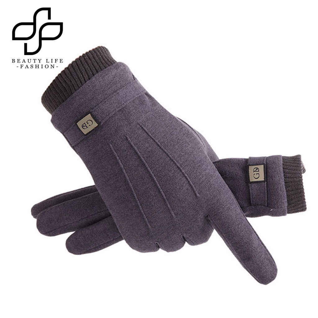 1 Đôi Găng Tay Chống Trượt Vải Bông Dày Mềm Mại Giữ Ấm Mùa Đông Cho Nam