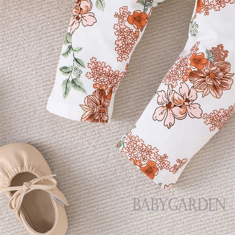 Set Đồ 2 Món Gồm Áo Thun Cổ Thuyền Tay Dài Và Quần Dài In Hoa Dành Cho Bé Gái 6 Tháng Tuổi