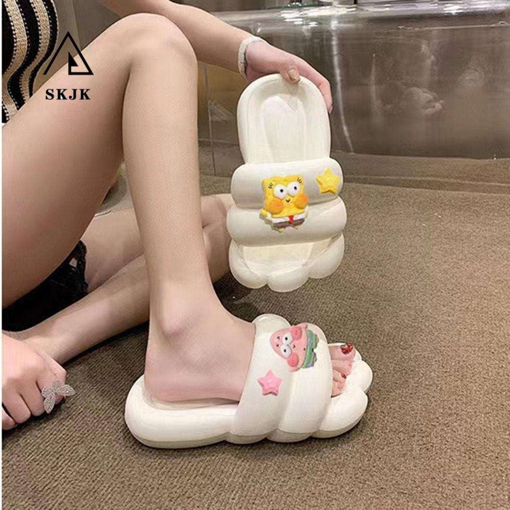 Dép Xỏ Ngón Đế Dày Mềm Mại In Hình Spongebob Thời Trang Đi Biển Mùa Hè Cho Học Sinh / Cặp Đôi