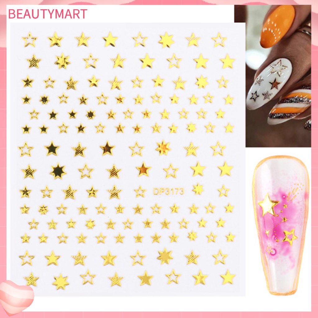 Bộ 3 Miếng Dán Trang Trí Móng Tay Họa Tiết Hình Học Lấp Lánh Sang Trọng Không Phai