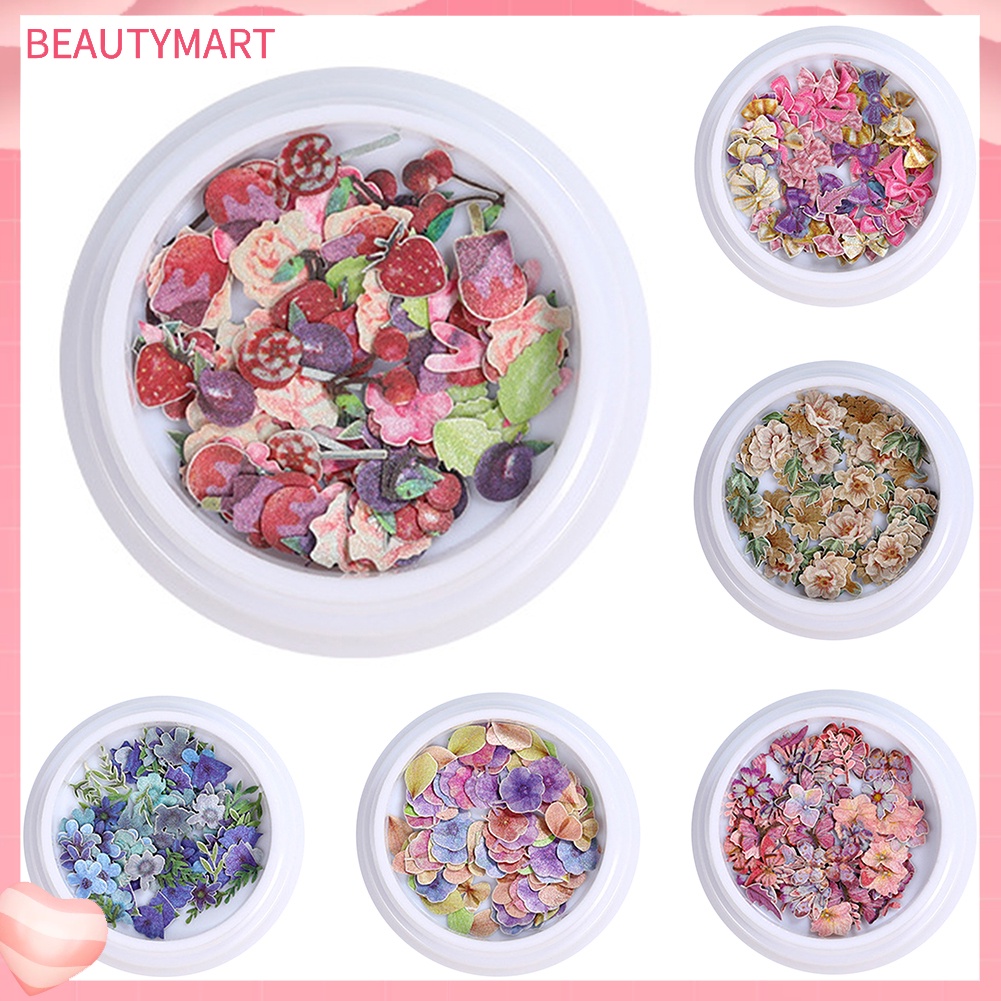 [beautymart] Set 2 Hộp Kim Sa Hình Động Vật Hoa Bướm Côn Trùng Trang Trí Móng Tay