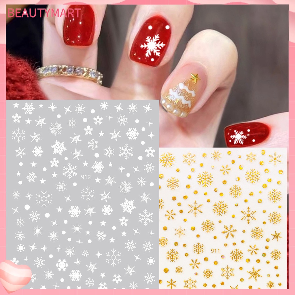Miếng Dán Trang Trí Móng Tay Không Phai Siêu Mỏng In Họa Tiết Giáng Sinh Cho Nữ