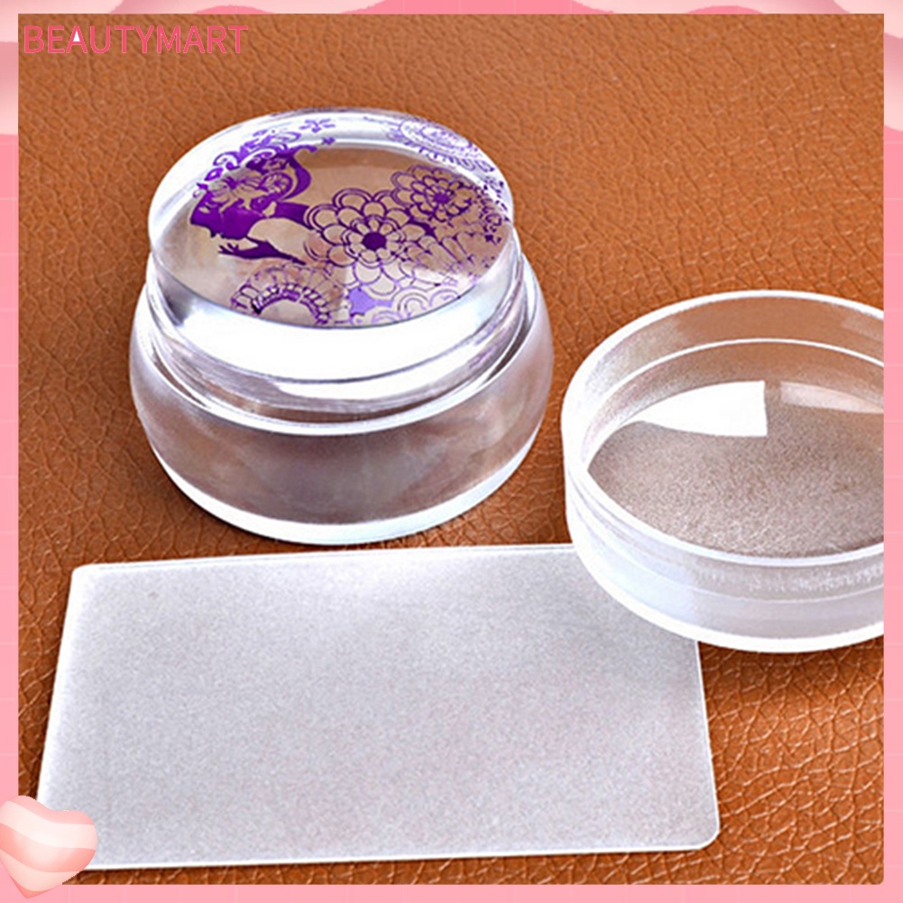 Bộ Dụng Cụ In Hình Móng Tay Nghệ Thuật Bằng Silicone Trong Suốt + Dụng Cụ Cạo DIY