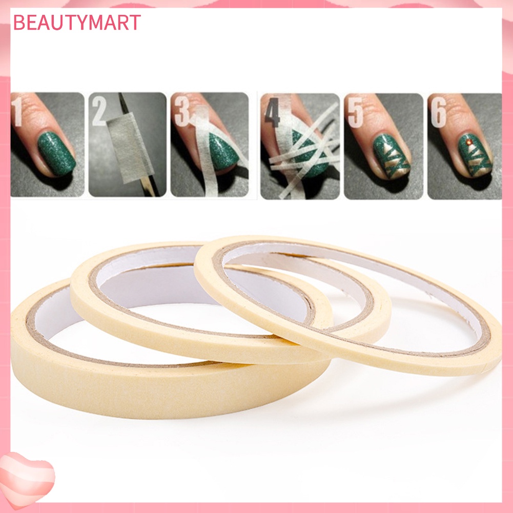 3 Cuộn Băng Keo Dán Trang Trí Móng Tay Tự Dính Họa Tiết Kẻ Sọc