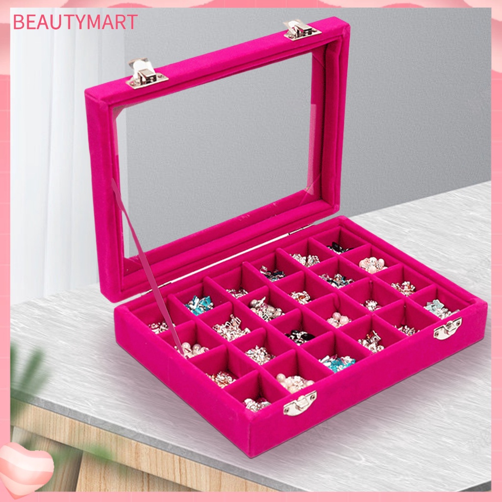 [beautymart] Hộp Đựng Trang Sức Bằng Acrylic Trong Suốt Sức Chứa Lớn Có Nắp Siêu Bền Tiết Kiệm Không Gian